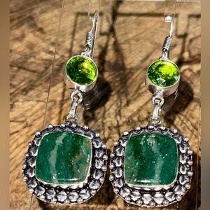 Green Aventurine Earrings 2 1/2”